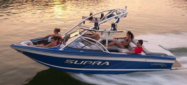 Skiers Choice 2007 Supra Launch 21 LTD Sunbrella Jet Black w/ Stripe Cover SC107119