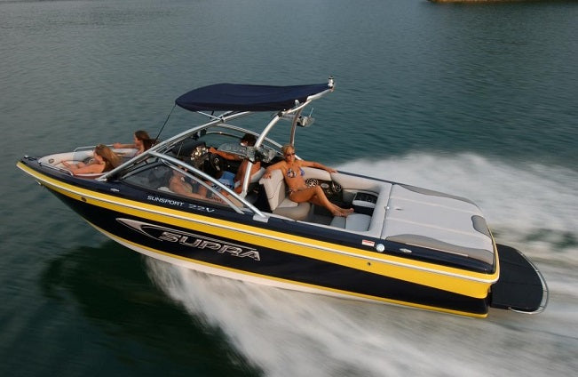 Skiers Choice 2007 Supra SunSport 22V Sunbrella Jockey Red Forward Bimini Top w/ Boot Kit SUNSPVN1-3H0AA-A03