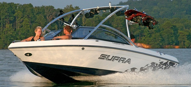 Skiers Choice 2008 Supra Launch 22SSV w/ Tower Sunbrella Jockey Red Cockpit Cover SC107105