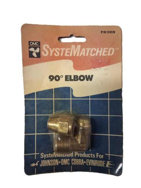 Johnson / Evinrude / OMC 90° Elbow Fitting & Flare Nut Kit 174178