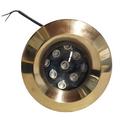 Brass Bezel Blue 9 LED Underwater Thru-Hull Style Light