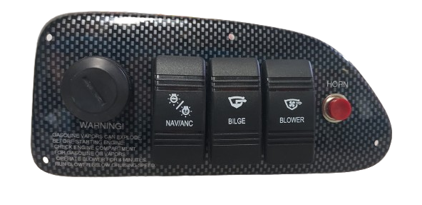 Monterey Boats/Pacer Marine Black Carbon Composite Ignition Switch Panel w/ Fuse Block 60253492-00-PANL