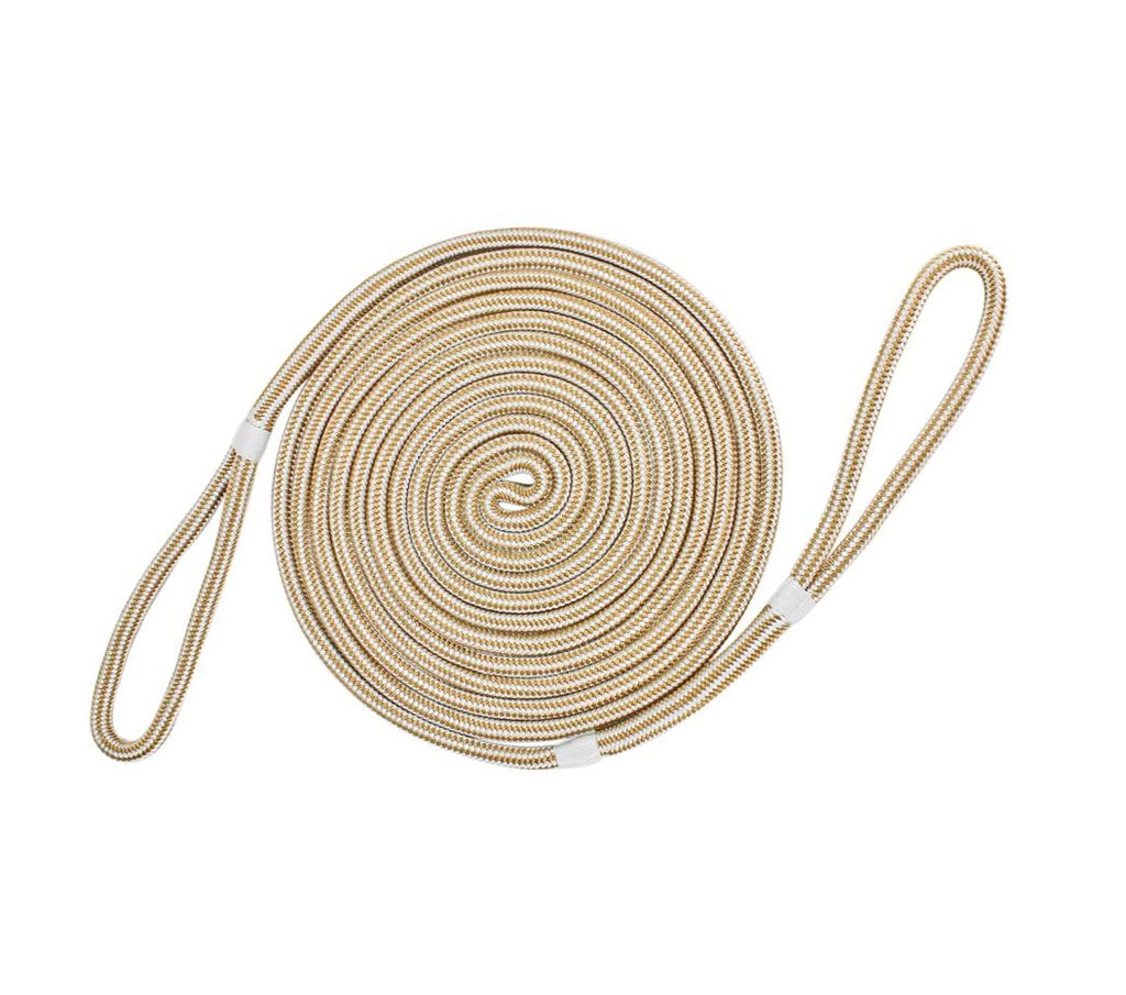 Extreme Max BoatTector 3/4" x 40' Double Loop Nylon Dock Line White/Gold 3006.2403