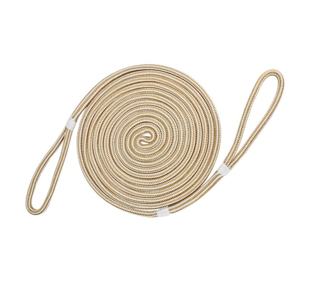 Extreme Max BoatTector 3/4" x 40' Double Loop Nylon Dock Line White/Gold 3006.2403