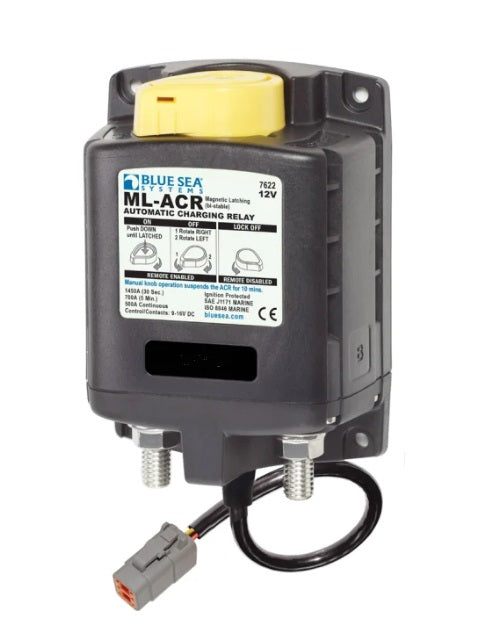 Blue Seas ML-ACR Automatic 500A Charging Relay Solenoid w/ Manual Control Switch 7622100B