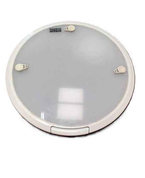 Bomar 20" Translucent White "P-Style" Aluminum Round Hatch With Exterior Latch Levers / Plastic Mounting Ring