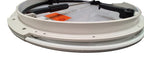 Bomar 20" Translucent White "P-Style" Aluminum Round Hatch With Exterior Latch Levers / Plastic Mounting Ring