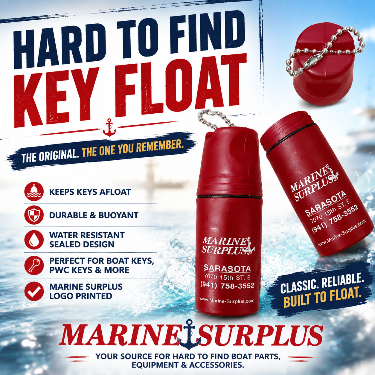 Marine Surplus Key Float Registration Holder