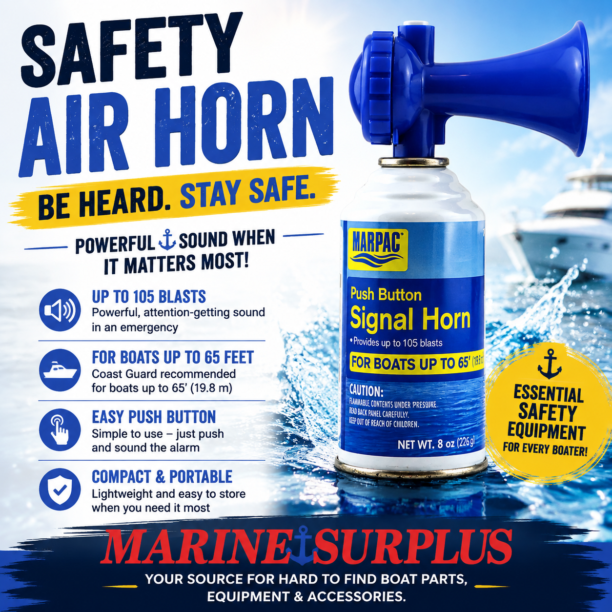 Marpac Push Button Signal Air Horn 7-0655