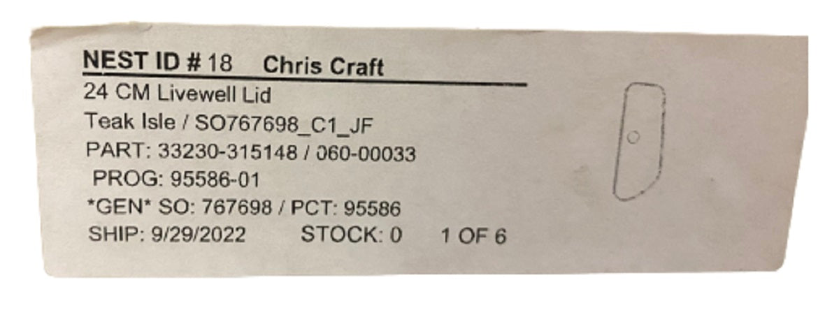 Chris Craft 24 Calypso Clear Acrylic Livewell Lid 060-00033