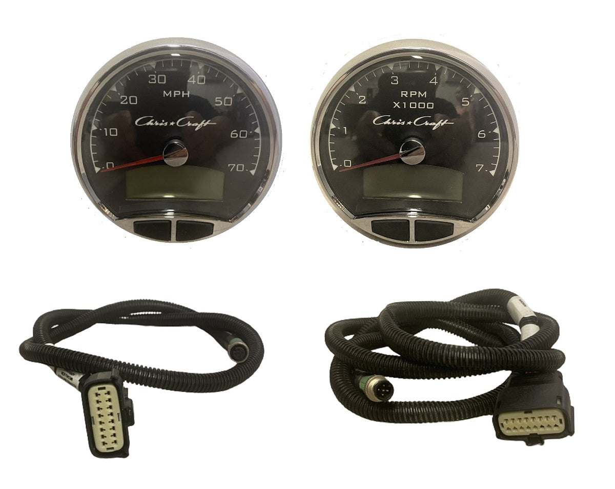 Chris Craft Medallion Speedometer & Tachometer Digital Gauge Kit 8653-00281-19 & 8653-00276-19