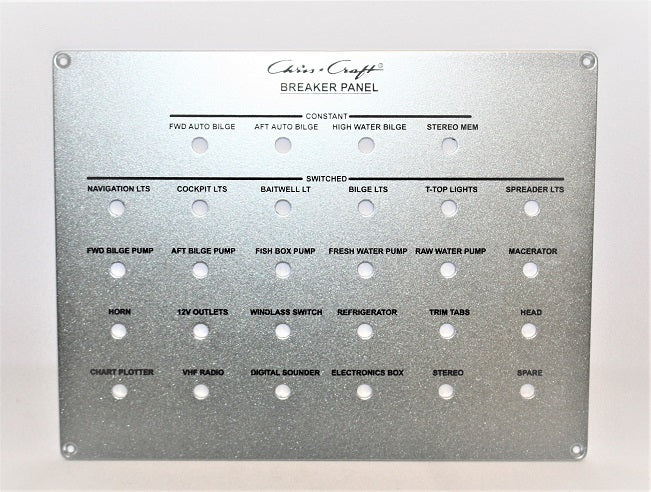 Chris Craft Model 29 CC Breaker Panel Blank Only