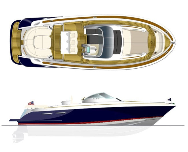 Chris Craft Launch 36/38 w/o Bow Rails Navy Mooring Cover 117148230