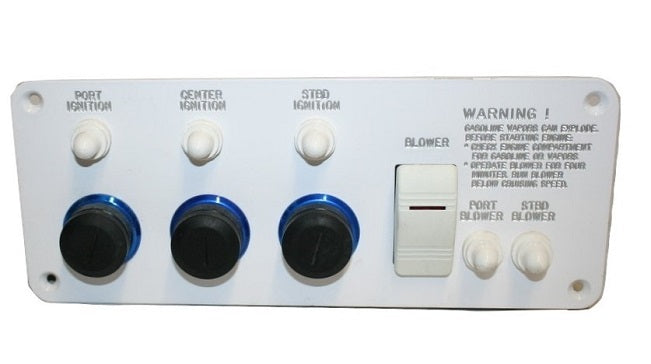 Donzi Marine ZX Performance Series White w/ Blue Bezel Triple Engine Ignition Panel 10017856
