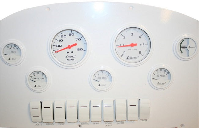 Donzi Marine White Livorsi Gauge & Switch Dash Panel 10019814
