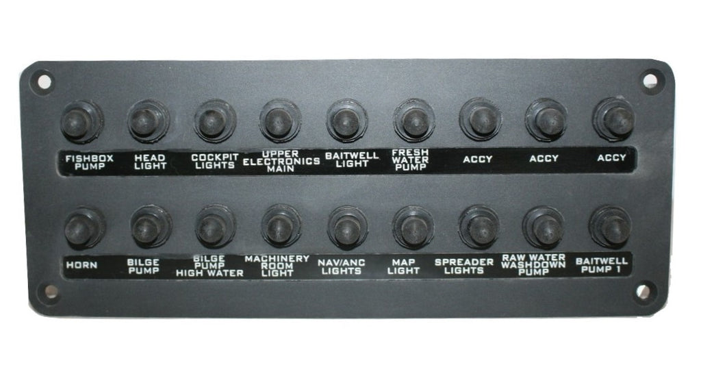 Donzi Marine Black Illuminated 18 Push Button Breaker Panel 10023756