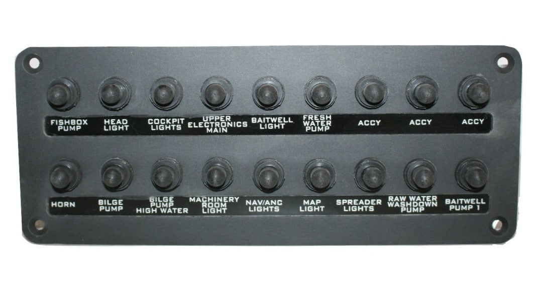 Donzi Marine Black Illuminated 18 Push Button Breaker Panel 10023756