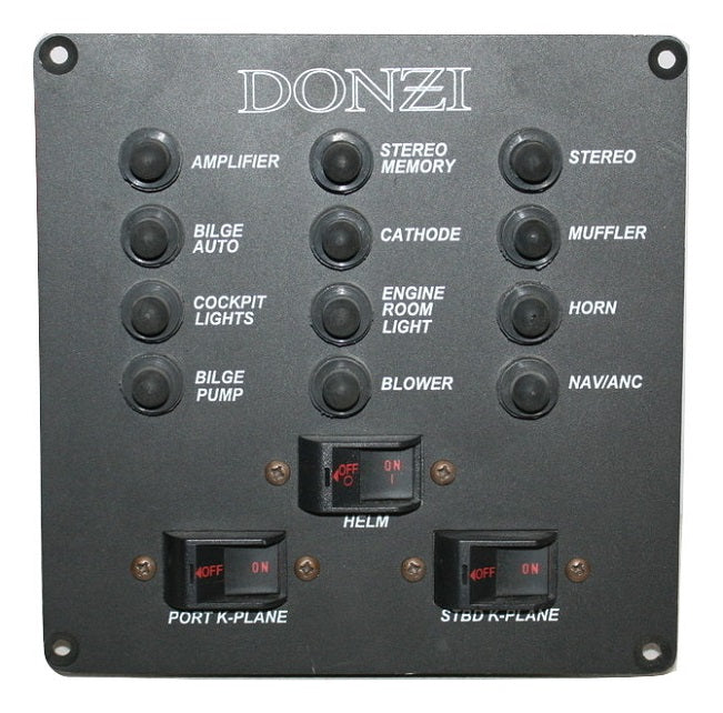 Donzi Marine Black 12 Push Button Breaker Panel 10020345