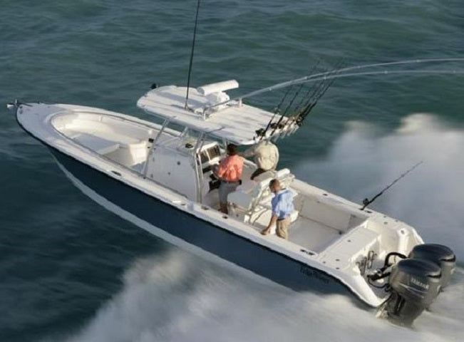 Edgewater Boats 318CC Sunbrella Cadet Gray Leaning Post Cover 84013A