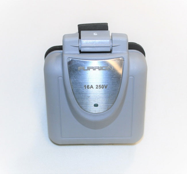 Furrion 16 AMP/250V Square Gray Shore Power Inlet F16INR-PS