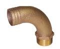 Groco 90° 2" NPT x  2 1/4" ID Bronze Hose Barb Fitting FFC-2000