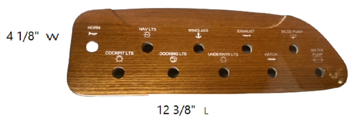 Chris Craft 27/25 Capri Plastic Woodgrain Helm Switch Panel 025-2552