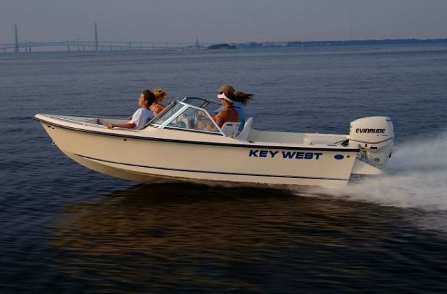 Key West Boats 1720 DC w/ Platform Sunbrella Mediterranean Blue Tweed Mooring Cover