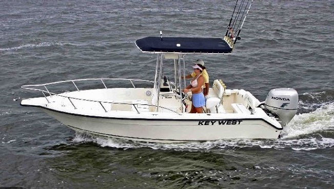Key West Boats 2020 CC w/ T-Top Sunbrella Mediterranean Blue Tweed Console Cover 2717TC-53