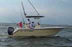 Key West Boats 225 CC w/ T-Top Sunbrella Mediterranean Blue Tweed Console Cover 2721CC-53