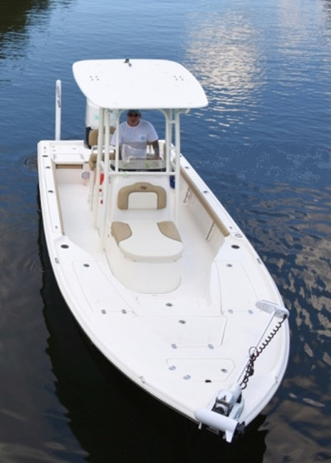 Key West Boats 250 Bay Reef w/ T-Top & Coffin Seat Sunbrella Cadet Grey Console Cover CC250BAYTTOP