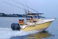 Key West Boats 268 CC w/ T-Top Sunbrella Mediterranean Blue Tweed Console Cover 2738CT-53