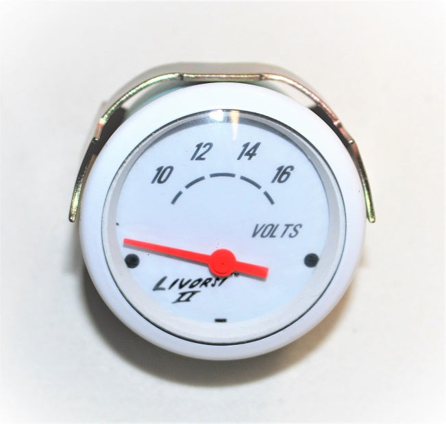 Livorsi Marine II White Bezel Volt Meter Gauge GIIVMW