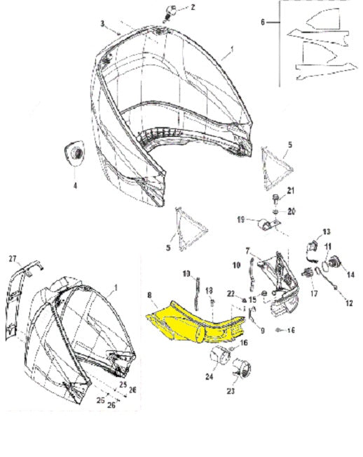 Mercury Verado 200-300 HP Air Intake Starboard Front Cowl 885357T
