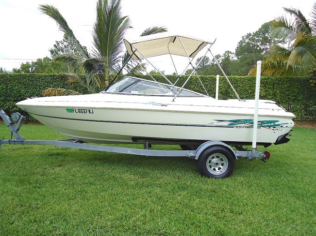 Monterey Boats 180 M Series Bowrider White & Charcoal Vinyl Convertible Aft Curtain IN1-10400-V98