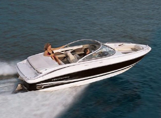 Monterey Boats 200 LS Montura Bowrider I/O Sunbrella Taupe Tweed Aft Curtain 29076012052