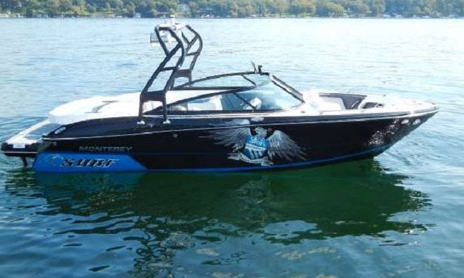 Monterey Boats 218 Roswell Surf Edition w/ Tower Sunbrella Pacific Blue Bimini Top Kit 118253001