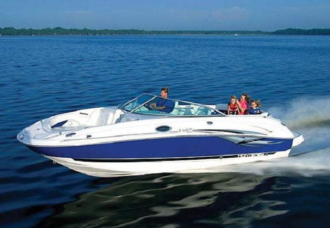 Monterey Boats 223 Explorer Sunbrella Jockey Red Forward Bimini Top Canvas w/ Boot CANDC-FBT-6178-RED