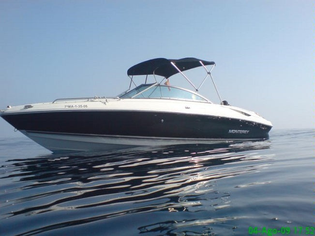 Monterey Boats 228 Super Sport Sunbrella Captains Navy Bimini Side Curtain Set CANSC-SC-5953-NVY