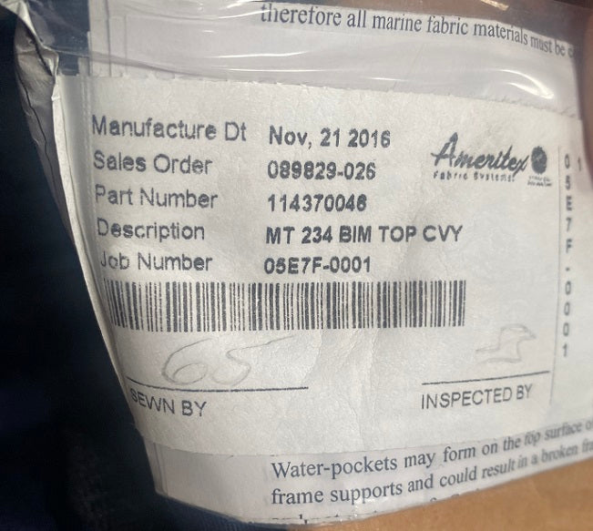 Monterey Boats 234 Sunbrella Captains Navy Bimini Top Canvas Only 114370046