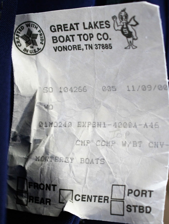 Monterey Boats 240 Explorer Captains Navy Bimini Top Canvas Only EXPSN1-30101-A46
