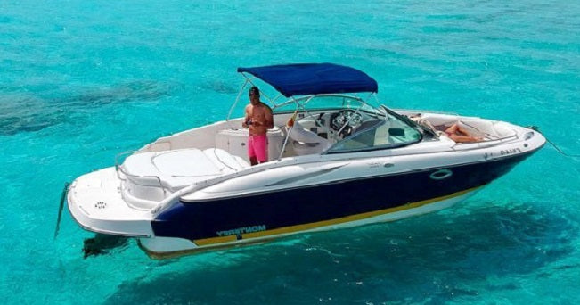 Monterey Boats 278 Super Sport Sunbrella Jet Black w/ Electric Bimini Top Tower Canvas SN1-3EL1A0-A08