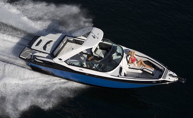 Monterey Boats 298 Super Sport w/ Electric Arch Sunbrella Captains Navy Sun Shade Top & Valance HE1-601VA-S46