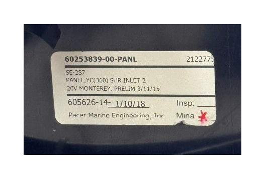 Monterey Boats 360SC 16 AMP/220V TV & Shore Power Inlet Panel 60253839-00-PANL