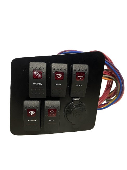 Monterey Boats 186/196 Rocker Switch & 12V Receptacle Panel 60253808-00-PANL