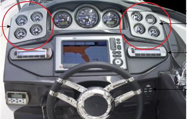 Monterey Boats/Pacer Marine Port & Starboard Zebra Grain Anniversary Gauge Panel Blank Set 60251071-00-PANL