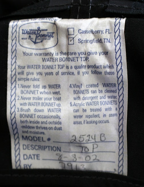 Monterey Boats Jet Black Bimini Top Canvas Kit