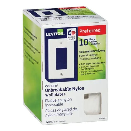 Leviton White Preferred Midway 10 Pack Decora Unbreakable Nylon Wallplates PJ26-WM