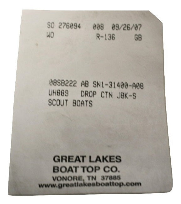 Scout Boats 222 Abaco Sunbrella Jet Black Bimini Drop Curtain AB SN1-31400-A08