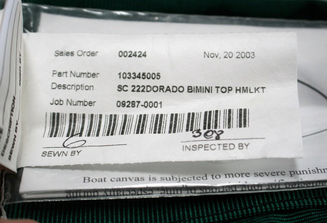 Scout Boats 222 Dorado Sunbrella Forest Green Tweed Bimini Canvas w/ Boot 103345005