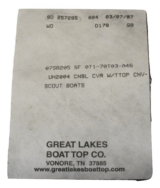 Scout Boats 205 Sportfish w/ T-Top Sunbrella Captains Navy Console Cover Canvas SF OT1-70T03-A46
